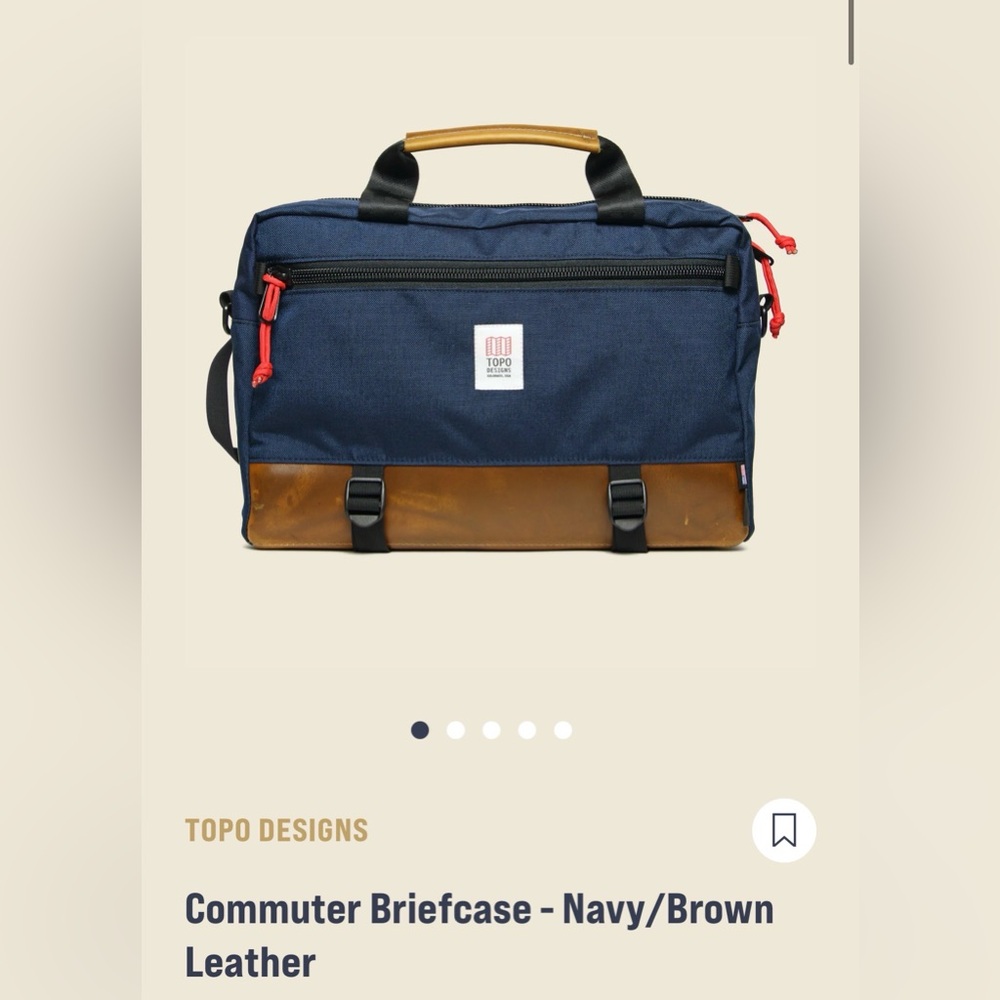 Topo Designs Commuter Briefcase - Navy/Brown Leather
